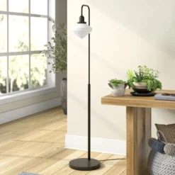 Zariza Arc Floor Lamp With Glass Shade In Blackened Bronze/White Milk 11 Zariza Arc Floor Lamp With Glass Shade In Blackened Bronze/White Milk -office furniture sale e03c30bcfc787555a0f6e327cbbc28fb79