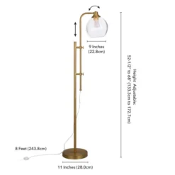 Antho Height-Adjustable Floor Lamp With Glass Shade In Brass/Seeded -office furniture sale e06eff20a22f094059b25f1d7f64c6ca3d