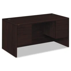 HON 10500 Series Double Pedestal Desk, 60" X 30" X 29.5", Mahogany