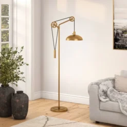 Neo Spoke Wheel Pulley System Floor Lamp With Metal Shade In Brass/Brass 9 Neo Spoke Wheel Pulley System Floor Lamp With Metal Shade In Brass/Brass -office furniture sale e0fe7be05f69f9fedde1143f29d7a9ffe5