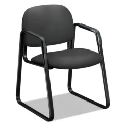 HON Solutions Seating 4000 Series Sled Base Guest Chair, Fabric Upholstery, 23.5" X 26" X 33", Iron Ore Seat/Back, Black Base