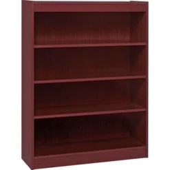 Lorell Panel End 4-Shelf Hardwood Veneer Bookcase