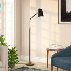 Austen Height-Adjustable Floor Lamp With Metal Shade In Matte Black/Brass/Matte Black -office furniture sale e1d7bb7ba026fc2ba6d4f29a6ef327896a