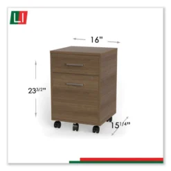 Linea Italia Urban Mobile File Pedestal, Left Or Right, 2-Drawers: Box/File, Legal/A4, Natural Walnut, 16" X 15.25" X 23.75" -office furniture sale e1ec48a7ee18d4d9f2a91d123ac22e884a
