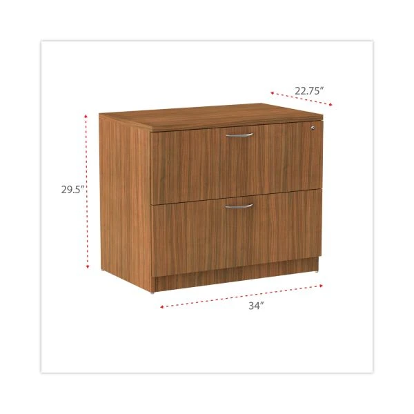 Alera Valencia Series Lateral File, 2 Legal/Letter-Size File Drawers, Modern Walnut, 34" X 22.75" X 29.5" 4 Alera Valencia Series Lateral File, 2 Legal/Letter-Size File Drawers, Modern Walnut, 34" X 22.75" X 29.5" - Image 4