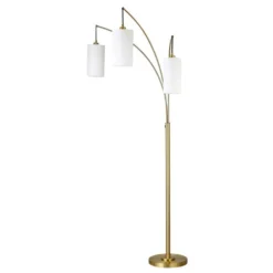 Aspen 3-Light Torchiere Floor Lamp With Fabric Shade In Brass/White -office furniture sale e25e368095c836fe8481ed7545e97fd789