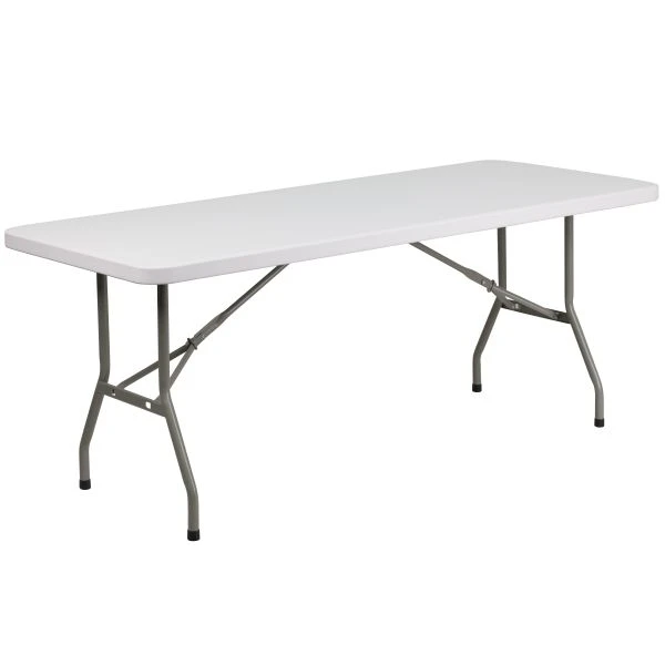 Elon 6-Foot Granite White Plastic Folding Table 2 Elon 6-Foot Granite White Plastic Folding Table - Image 2
