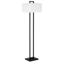 Adair 68" Tall Floor Lamp With Fabric Shade In Blackened Bronze/White
