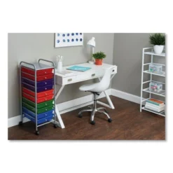 Advantus Portable Drawer Organizer, Metal, 1 Shelf, 10 Drawers, 13" X 15.38" X 37.75", Matte Gray/Assorted 6 Advantus Portable Drawer Organizer, Metal, 1 Shelf, 10 Drawers, 13" X 15.38" X 37.75", Matte Gray/Assorted -office furniture sale e2d2469a5bca07b465e578afc726d9c787