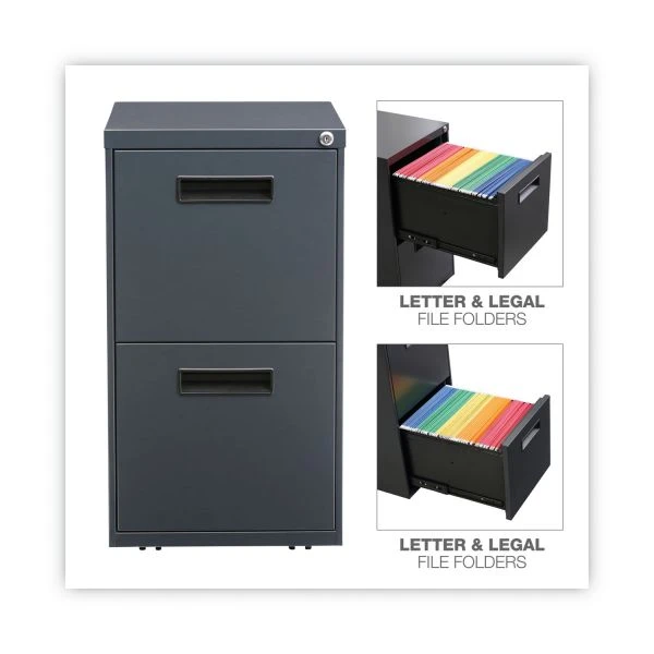 Alera File Pedestal, Left Or Right, 2 Legal/Letter-Size File Drawers, Charcoal, 14.96" X 19.29" X 27.75" 5 Alera File Pedestal, Left Or Right, 2 Legal/Letter-Size File Drawers, Charcoal, 14.96" X 19.29" X 27.75" - Image 5