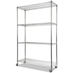 Alera NSF Certified 4-Shelf Wire Shelving Kit With Casters, 48w X 18d X 72h, Silver