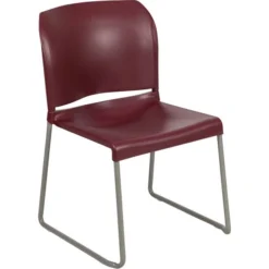HERCULES Series 880 Lb. Capacity Gray Full Back Contoured Stack Chair With Black Powder Coated Sled Base