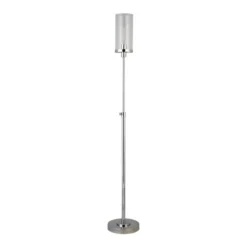 Frieda 66" Tall Floor Lamp With Glass Shade In Polished Nickel/Clear