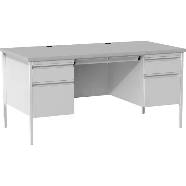 Lorell Grey Double Pedestal Steel/Laminate Desk 1 Lorell Grey Double Pedestal Steel/Laminate Desk