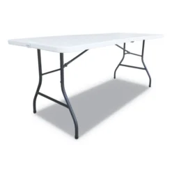 Alera Fold-in-Half Resin Folding Table, Rectangular, 72w X 29.63d X 29.25h, White