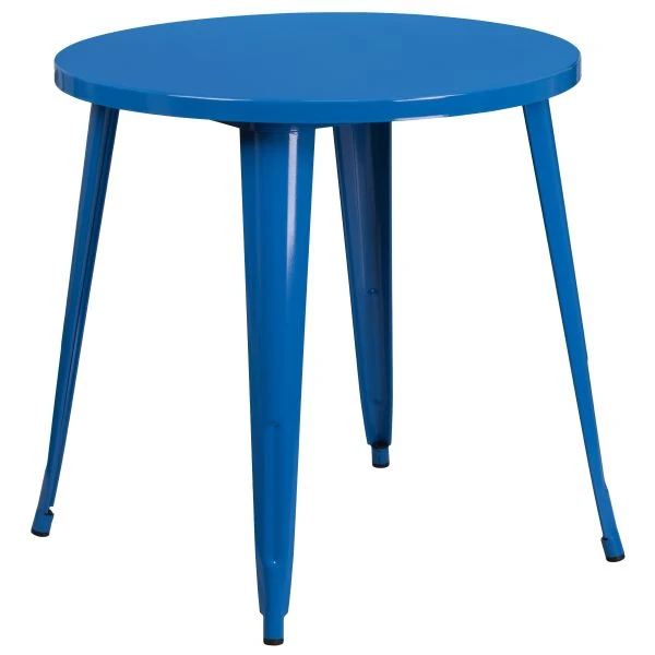 Jeffrey Commercial Grade 30" Round Blue Metal Indoor-Outdoor Table 1 Jeffrey Commercial Grade 30" Round Blue Metal Indoor-Outdoor Table