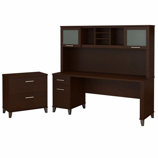 Bush Furniture Somerset 72W Office Desk With Hutch And Lateral File Cabinet In Mocha Cherry 1 Bush Furniture Somerset 72W Office Desk With Hutch And Lateral File Cabinet In Mocha Cherry