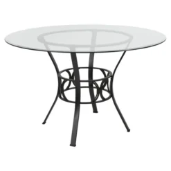 Carlisle 48'' Round Glass Dining Table With Black Metal Frame