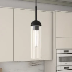 Kagan 3.5" Wide Pendant With Glass Shade In Blackened Steel/Clear 9 Kagan 3.5" Wide Pendant With Glass Shade In Blackened Steel/Clear -office furniture sale e53848ef4f98e939cf4281b38885a1a56d