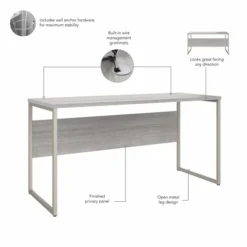 Bush Business Furniture Hybrid 60W X 24D Computer Table Desk With Metal Legs In Platinum Gray -office furniture sale e5dac6c63147eb29e3efa815e8692eb5d3