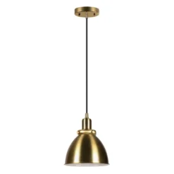 Madison 8" Wide Pendant With Metal Shade In Brass/Brass