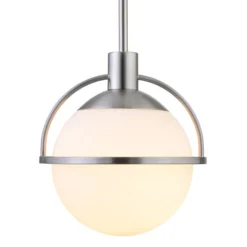 Cieonna 9.38" Wide Pendant With Glass Shade In Brushed Nickel/White Milk -office furniture sale e63c9e016f6a4cef369945d295c1544d19