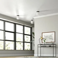 Piper 6" Flush Mount With Fabric Shade In Blackened Bronze/White 7 Piper 6" Flush Mount With Fabric Shade In Blackened Bronze/White -office furniture sale e640d5c7371e2e83c3295587a1de1605d9