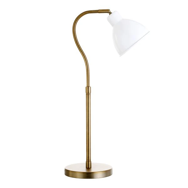 Vincent 25.13" Tall Table Lamp With Metal Shade In Brass/White/Brass 1 Vincent 25.13" Tall Table Lamp With Metal Shade In Brass/White/Brass