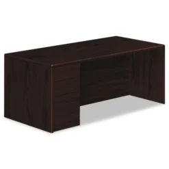 HON 10700 Series Single Pedestal Desk With Full-Height Pedestal On Left, 72" X 36" X 29.5", Mahogany