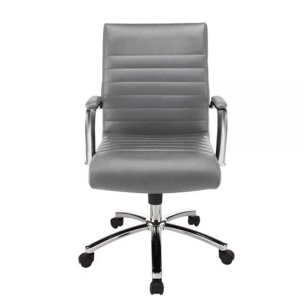 Modern Comfort Winsley Bonded Leather Mid-Back Manager's Chair, Gray/Chrome, BIFMA Certified 8 Modern Comfort Winsley Bonded Leather Mid-Back Manager's Chair, Gray/Chrome, BIFMA Certified - Image 8