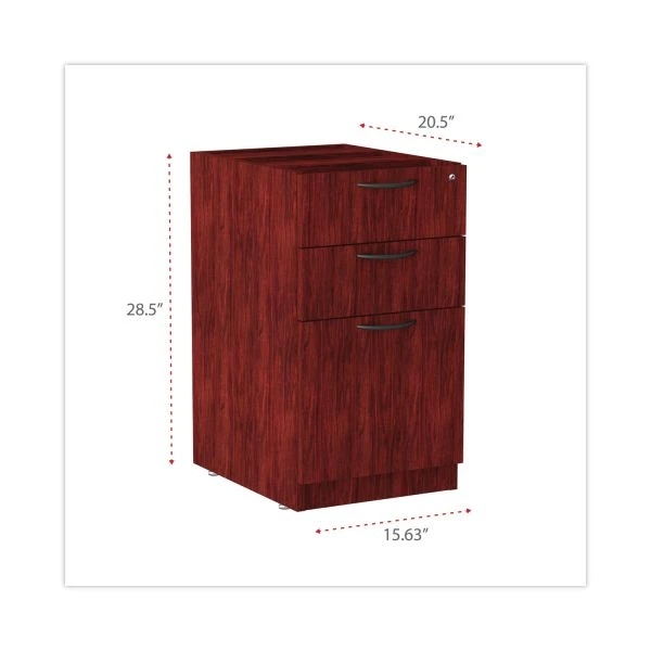 Alera Valencia Series Full Pedestal File, Left/Right, 3-Drawers: Box/Box/File, Legal/Letter, Mahogany, 15.63" X 20.5" X 28.5" 2 Alera Valencia Series Full Pedestal File, Left/Right, 3-Drawers: Box/Box/File, Legal/Letter, Mahogany, 15.63" X 20.5" X 28.5" - Image 2