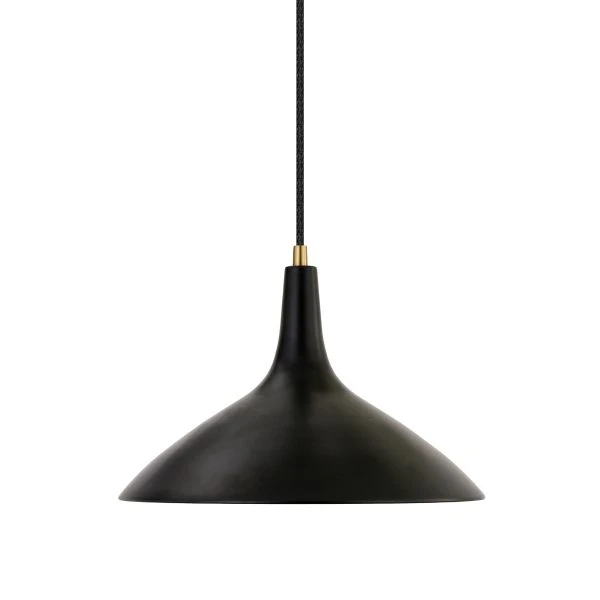 Barton 14" Wide Pendant With Metal Shade In Matte Black/Brass/Matte Black 5 Barton 14" Wide Pendant With Metal Shade In Matte Black/Brass/Matte Black - Image 5