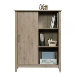 Sauder Summit Station 52"H Bookcase With Sliding Door, Laurel Oak