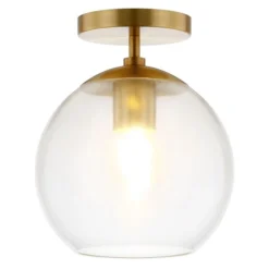 Bartlett 9" Wide Semi Flush Mount With Glass Shade In Brass/Clear -office furniture sale e7a16b843cb3deaffa325fdf4e60dc2ffd