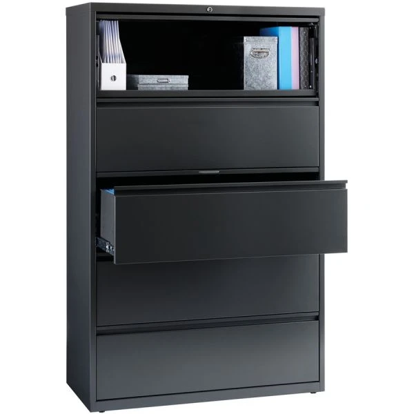 Lorell Lateral File, Legal/Letter/A4, 42" Wide, Charcoal 4 Lorell Lateral File, Legal/Letter/A4, 42" Wide, Charcoal - Image 4