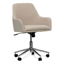 Workspace By Alera Mid-Century Task Chair, Supports Up To 275 Lb, 18.9" To 22.24" Seat Height, Cream Seat, Cream Back