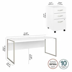 Bush Business Furniture Hybrid 72W X 30D Computer Table Desk With 3 Drawer Mobile File Cabinet In White -office furniture sale e7c1550ef4e2738833e42544f78dce06b7