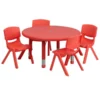 Flash Furniture 33'' Round Adjustable Red Plastic Activity Table Set With 4 School Stack Chairs