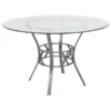 Carlisle 48'' Round Glass Dining Table With Silver Metal Frame