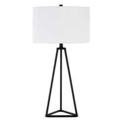 Gio 26.13" Tall Table Lamp With Fabric Shade In Blackened Bronze/White