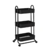 Mobile 3-Tier Storage Cart, 35-5/8"H X 17-15/16"W X 14-5/16"D, Black