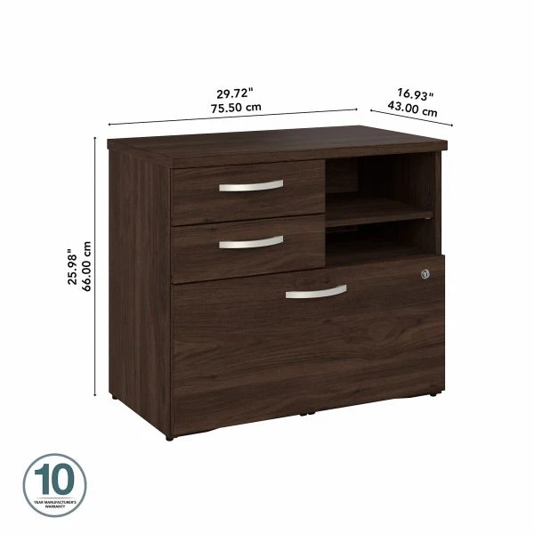 Bush Business Furniture Hybrid Office Storage Cabinet With Drawers And Shelves In Black Walnut 2 Bush Business Furniture Hybrid Office Storage Cabinet With Drawers And Shelves In Black Walnut - Image 2