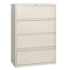 Lorell 4 Drawer Lateral File Cabinet With Roll Out Shelves, Letter/Legal/A4, 36" Width, Putty