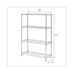 Alera Residential Wire Shelving, Four-Shelf, 36w X 14d X 54h, Silver 12 Alera Residential Wire Shelving, Four-Shelf, 36w X 14d X 54h, Silver -office furniture sale ea7a63635d2d0e6d3ba6184bbd2d943f52