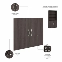 Bush Business Furniture Hybrid Tall 5 Shelf Bookcase With Doors In Storm Gray -office furniture sale ea987e8d2a3d48bdc35f8a783e915f47ce