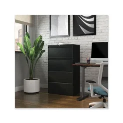 Alera Lateral File, 4 Legal/Letter-Size File Drawers, Black, 30" X 18.63" X 52.5" -office furniture sale eaa9faa88b7ad0ca929db12877f0af143b