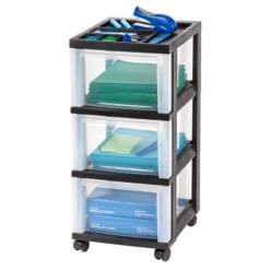 Plastic 3-Drawer Storage Cart, 26 1/5" X 12 1/10" X 14 3/10", Black 5 Plastic 3-Drawer Storage Cart, 26 1/5" X 12 1/10" X 14 3/10", Black -office furniture sale ead03d62627bf26d5710342aab10216f52