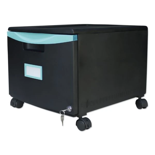 Storex Single-Drawer Mobile Filing Cabinet, 1 Legal/Letter-Size File Drawer, Black/Teal, 14.75" X 18.25" X 12.75" 9 Storex Single-Drawer Mobile Filing Cabinet, 1 Legal/Letter-Size File Drawer, Black/Teal, 14.75" X 18.25" X 12.75" - Image 9
