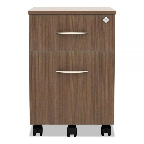 Alera Valencia Series Mobile Pedestal, Left/Right, 2-Drawers: Box/File, Legal/Letter, Modern Walnut, 15.88" X 19.13" X 22.88" 4 Alera Valencia Series Mobile Pedestal, Left/Right, 2-Drawers: Box/File, Legal/Letter, Modern Walnut, 15.88" X 19.13" X 22.88" - Image 4