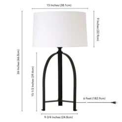 Oakdale 26" Tall Table Lamp With Fabric Shade In Blackened Bronze/White -office furniture sale eb646cc24fb07de7c317e12cc11c0728fe